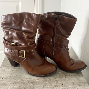 De Blossom Collection Brown Faux Leather Booties